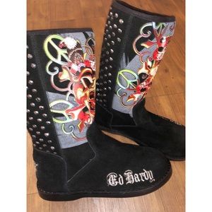 Don- Ed Hardy Size 7 Black Boots NWOT